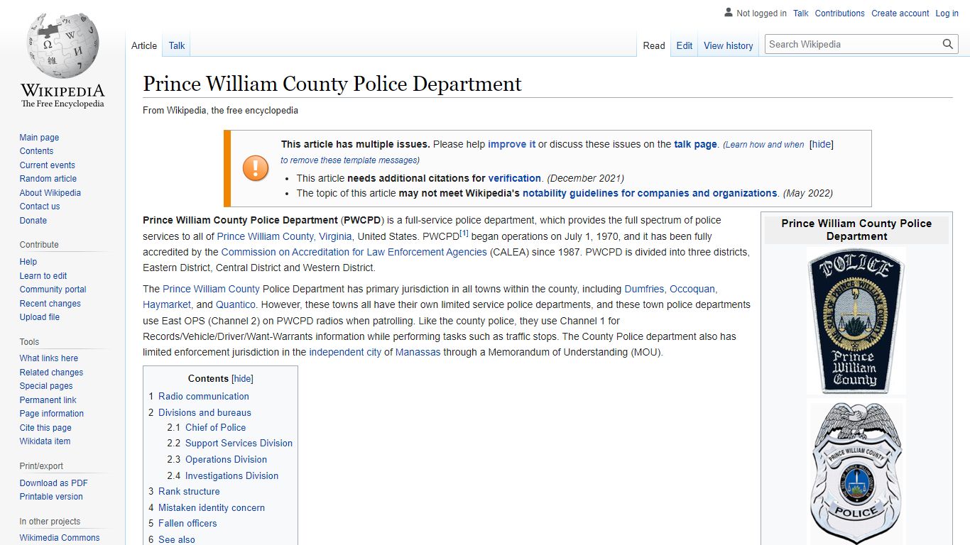 Prince William County Police Department - Wikipedia