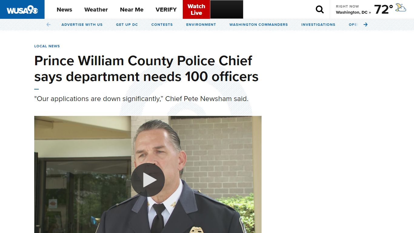 Prince William County Police Chief says dept. needs 100 officers ...